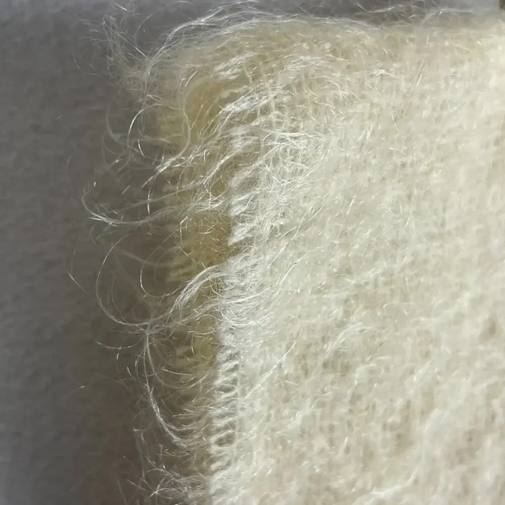 Unbranded Luxurious Rectangle Thin Open Knit Soft Mohair Fringe Scarf 68